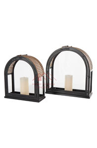 Set of 2 <b>Mini</b> Metal <b>Lantern</b> With Wooden Handle Metal Candle <b>Lanterns</b> - Product Image 4