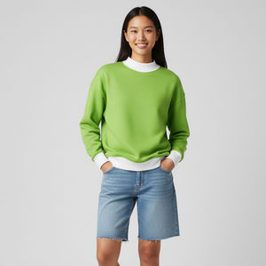 Sudadera de lana ecológica con cuello simulado de dos tonos de invierno 2025 con bordado 3D frontal y opciones de logotipo personalizado - Product Image 5