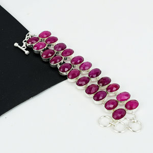 Pulsera de Plata de Ley 925 Hecha a Mano con Gema de Rubí de Cachemira Rosa, Estilo Vintage, Unisex, con Engaste de Bisel, Joyería Art Palace para Navidad - Product Image 4