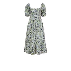 Vestido Midi Floral de Algodón Puro para Mujer, Elegante, de Alta Calidad, con Cintura Elástica, Transpirable, con Aberturas, para el Día a Día y Fiestas - Product Image 1