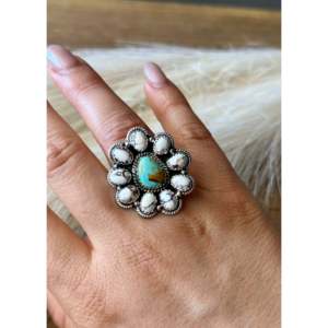 Southwest Handmade Multi Stone Sterling Silver Cluster Ring Adjustable Bezel <b>Set</b> - Product Image 2