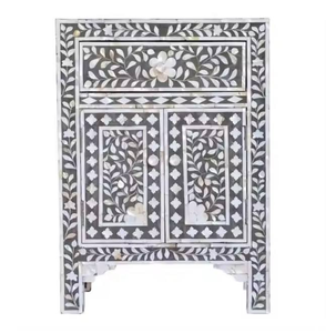 Mesa Auxiliar de Hueso Incrustado de Primera Calidad al por Mayor, Diseño Floral, para el Hogar y la Sala de Estar, Mesa de Noche de Hueso Incrustado para Dormitorio - Product Image 4