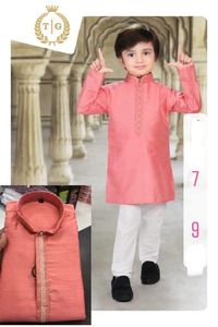 Conjunto de pijama de diseño étnico bordado para niños Kurta estampado dibujado a mano traje indio cultural festivo para fiestas infantiles - Product Image 3