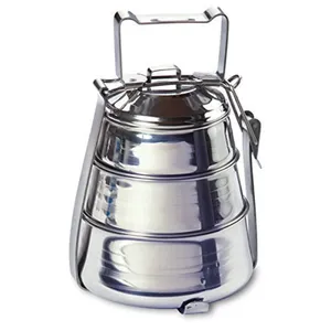 High grade 3 tier stainless steel Wholesale Quantity Best Pyramid Lunchbox Multi Layers Tiffin Container For Sale