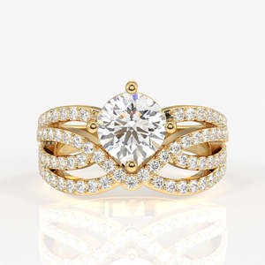 Round Cut Moissanite Diamond <b>Cocktail</b> <b>Ring</b> with 14k <b>Gold</b> Elegant and Luxurious Jewelry Accessory - Product Image 1