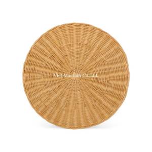 แผ่นรองจานหวายกลมทำมือจากหวายธรรมชาติสำหรับตกแต่งโต๊ะอาหารในบ้านและร้านอาหาร - Product Image 1