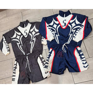 Wholesale Windbreaker Sets Nylon Jacket <b>Shorts</b> Set High Quality Sublimation Print Half <b>Zip</b> Sportswear Set - Product Image 3