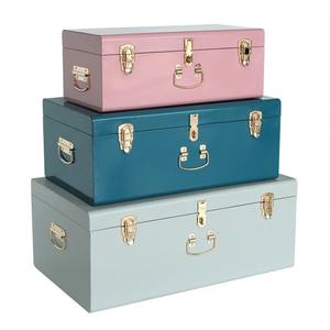 Ensemble de 3 coffres de rangement en métal de différentes couleurs, différentes tailles de coffres de rangement en métal pour la décoration de la maison - Product Image 5