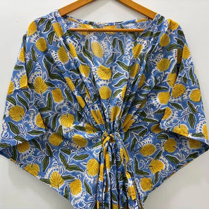 Rajasthan inspiré coton fait à la main Boho Caftan imprimé fleuri parole longueur peignoir robe Bikini couverture nuit porter des robes décontractées - Product Image 1