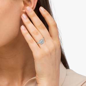 14K White <b>Gold</b> 0.33ct Square Halo Diamond Bridal <b>Set</b> <b>Ring</b> & Band Wedding Jewelry - Product Image 6