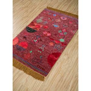 Alfombras Manchaha de Lana y Seda de Bambú Anudadas a Mano, Diseño Novedoso Rojo y Naranja para el Hogar-Les-1112 - Product Image 2