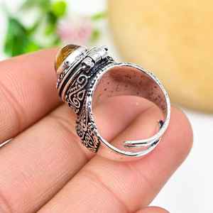 Anillo de Citrino Ajustable con Ojo de Tigre, Caja de Mensajes de Piedras Preciosas, Anillo de Plata de Ley 925 con Caja Secreta, Regalo Único para las Fiestas - Product Image 3