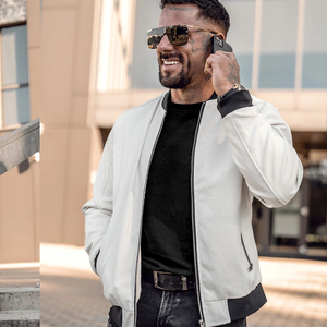 Veste de motard en cuir véritable pour homme, coupe-vent unisexe, logo personnalisé sur le devant, vente en gros - Product Image 4