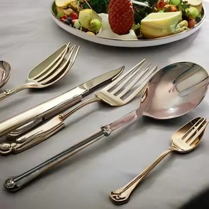 Ensemble de serveur de gâteau en acier inoxydable rustique en métal argenté serveur de salade pour ustensiles de service - Product Image 5