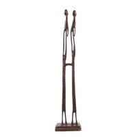 Sculpture africaine rustique artisanale traditionnelle indienne en laiton antique, haute et mince, pour décoration intérieure, cadeau, taille 41x6.5cm SNP-740