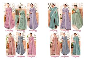 Saris impresos de algodón hechos a mano Diseños únicos Colección de ropa informal para fiestas Minoristas en línea y boutiques al por mayor - Product Image 6