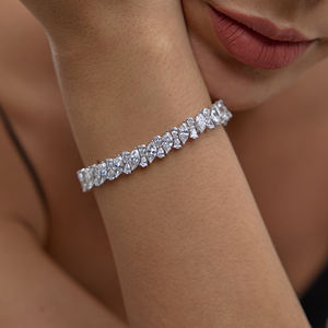 สร้อยข้อมือเพชรสีทอง18K สุดหรูเครื่องประดับชั้นสูงสร้อยข้อมือโซ่เทนนิสสำหรับผู้หญิงประดับเพชรสวยงาม - Product Image 1