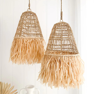 Abat-jour vintage en raphia et paille Décoration d'intérieur Le moins cher - Product Image 1