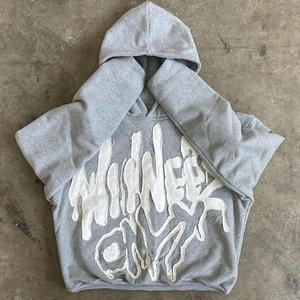Sudadera con capucha bordada con parche desgastado con logotipo personalizado completo Sudaderas con capucha de la mejor calidad a la venta Ropa de calle con precio razonable - Product Image 4
