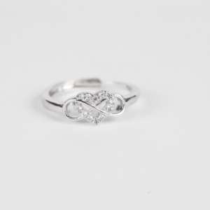 Anillo Corazón Infinito Cobre 925 Chapado en Plata para Boda - Product Image 3
