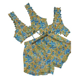 Ensemble de lingerie sexy pour femme, soutien-gorge et shorty, lingerie sexy à trois pièces, imprimé à la main, 100% coton pur, imprimé à la main - Product Image 6