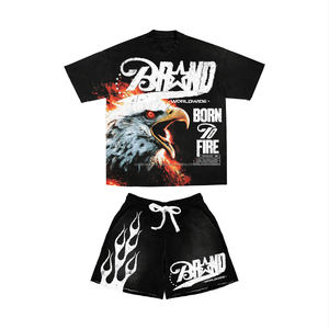 Conjunto de 2 piezas de ropa para hombre, camisetas y pantalones cortos con lavado ácido, ropa de verano, conjunto de pantalones cortos y camiseta para hombre 2026 - Product Image 2