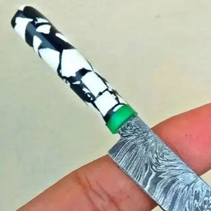 Mini cuchillo de cocina japonesa de acero de Damasco hecho a mano, mango de acero inoxidable, madera, PP, Dabber en miniatura - Product Image 3