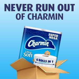 CharminUltra Soft <b>Toilet</b> <b>Paper</b>, 6 Super Mega <b>Rolls</b> = 36 Regular <b>Rolls</b> - Product Image 3