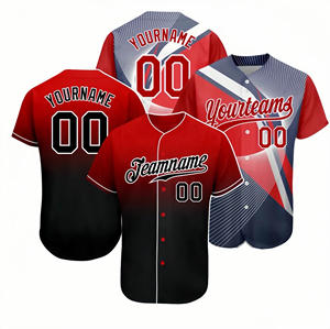 OEM personalizado estampado de moda rojo y negro al por mayor camisetas de béisbol de gran tamaño deportes Fitness camisa sin cuello ropa de béisbol - Product Image 6