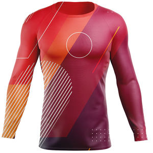 เสื้อรัดกล้ามเนื้อแบบซับลิเมชั่นสำหรับผู้ชาย ป้องกันรังสียูวี แขนยาว แห้งเร็ว ระบายอากาศ ป้องกันแบคทีเรีย ผลิตจากผ้าสแปนเด็กซ์/โพลีเอสเตอร์ - Product Image 3