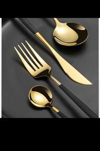 Ensemble de couverts en acier inoxydable finition dorée, brillant et durable, parfait pour les dessus de table élégants et les ustensiles de cuisine polyvalents - Product Image 6