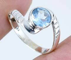 Natural Blue Topaz Gemstone <b>Ring</b> Vintage Silver Plated 925 Sterling Silver Round Cut Handmade Wedding Party Jewelry - Product Image 4