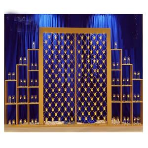 Pared de vela de metal exclusiva para escenario de boda Espléndida Pared de vela de recepción de boda Paredes de vela de Evento de boda brillante - Product Image 1