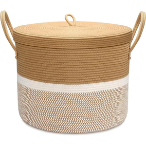 Cesta Ovalada para almacenamiento de ropa, manta, organizador de juguetes para niños, cesta de lavandería, cesta de almacenamiento de pañales portátil de algodón para convento, cuerda - Product Image 5
