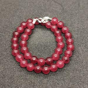 สร้อยคอลูกปัดแซฟไฟร์สีแดง AAA++ ทรงกลม เรียบ 8 มม. สร้อยคอลูกปัดพลอยแซฟไฟร์ สร้อยคอลูกปัดทรงกลม ลูกปัดควอตซ์สีแดง - Product Image 2