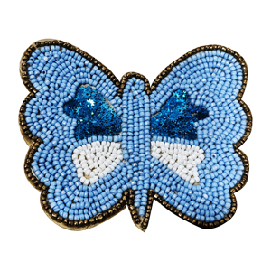 Dessous de verre à thé papillon perlé fabriqué à la main de conception exclusive rose et argent avec des détails de paillettes pour une décoration de table élégante - Product Image 3