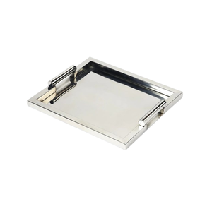 Plateau rectangulaire en acier inoxydable très vendu pour servir des boissons et des collations, décoration élégante pour la maison, également polyvalent, plaqué nickel - Product Image 5