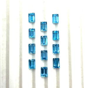 Piedra de corte Baguette de Topacio Azul suizo de alta calidad de 4x6mm, piedras preciosas sueltas facetadas de topacio Natural para la fabricación de joyas por fabricante - Product Image 2