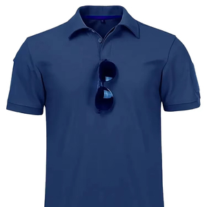 T-shirt de chasse, de camping, de randonnée et de pêche en coton 100% respirant à séchage rapide, tricoté solide, avec col polo - Product Image 1