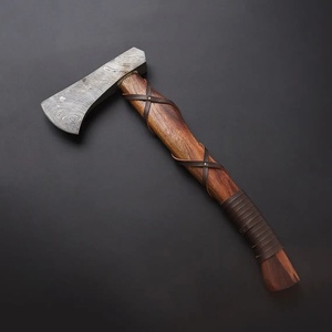 Jexmoo Tomahawk personnalisé de 19,5 pouces en acier Damas avec manche en bois de rose et étui en cuir, cadeau d'extérieur, fait main, qualité industrielle - Product Image 5