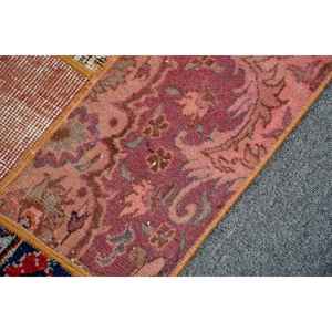 Alfombra de 2.9x4.3 pies, Alfombra Turca Vintage, Alfombra de Lana con Diseño Floral Azul y Rojo - Product Image 5