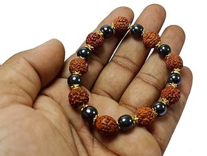 สร้อยข้อมือคริสตัลลูกปัดกลมและหินฮีมาไทต์ขนาด8มม. เครื่องประดับแฟชั่นสำหรับผู้ชายและผู้หญิงให้พลังงาน - Product Image 2