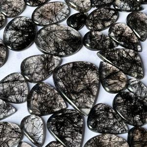 พลอยควอตซ์พลอยเทียมสีดำธรรมชาติ100% อัญมณีอัญมณีทรงหลวมสำหรับการรักษา - Product Image 3