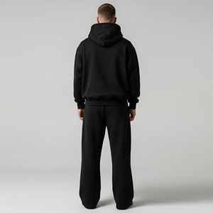 ชุดเซ็ตเสื้อฮู้ดและกางเกงสเวตแพนท์ทรงหลวมสำหรับผู้ชาย ผ้าฟลีซเนื้อหนัก ทรงโอเวอร์ไซส์ สไตล์สตรีทแวร์ - Product Image 4