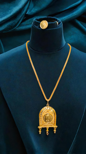 Comprar elegante collar y anillo conjunto con 22K chapado en oro de moda diseñado hecho a mano conjunto de joyería nupcial para la venta - Product Image 3