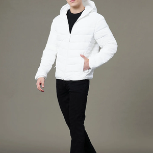 Chaqueta Acolchada de Invierno para Hombre, Diseño Nuevo, Venta al por Mayor, Personalizada, Transpirable, con Capucha y Logotipo Frontal, Color Blanco - Product Image 5