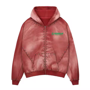 Sweat à capuche zippé streetwear personnalisé de haute qualité, double fermeture éclair, 100 % coton, séchage rapide, respirant, en polaire - Product Image 5