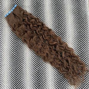 ผมต่อแบบเทปอินเดียเรมี่แท้ แบบหยิก 3B # 6 สีน้ำตาลกลาง 20 นิ้ว ลอนธรรมชาติ - Product Image 3