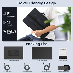 Moniteur IPS portable pour ordinateurs portables N3 16 pouces, moniteur de jeu LCD ultra fin FHD 1200P Type C ultra stable pour PS4 <span class=keywords><strong>PC</strong></span> ordinateurs de bureau - Product Image 4