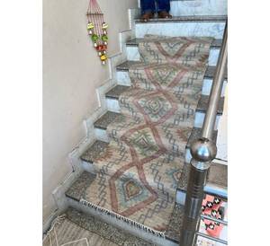 เสื่อปอกระเจาสีน้ำตาลอ่อนงานถักด้วยมือพรมวิ่งสี่เหลี่ยมแบบถักด้วยมือซักได้สำหรับการเดินทาง - Product Image 5